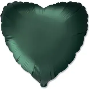 Воздушный шар Сердце сатин тёмно-зелёное Dark Green 45см 56082 фото