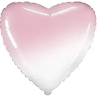 Воздушный шар Сердце омбре бело-розовое Baby Pink 45см 56138 фото