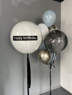 Повітряні кульки, bubble, латексні та фольговані, набір 14 шт, хром, пастельні 55814 фото