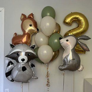 Повітряні кульки, з цифрою, латексні та фольговані, набір 12 шт, хром, пастельні, для дня народження 55164 фото