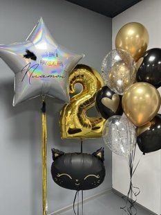Повітряні кульки, з цифрою, латексні та фольговані, набір 17 шт, хром, пастельні, для дня народження 55241 фото