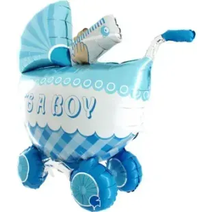 Повітряна куля Коляска блакитна 80х80 см 1207-2731 фото