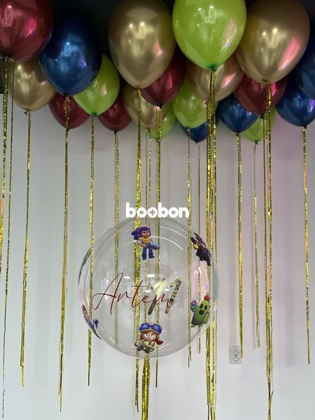 Повітряні кульки, bubble, латексні та фольговані, набір 21 шт, хром, червоні 55193 фото