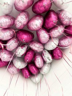 Повітряні кульки, з серцями, фольговані, набір 32 шт, білі, рожеві, срібло, до Дня Народження 55500 фото