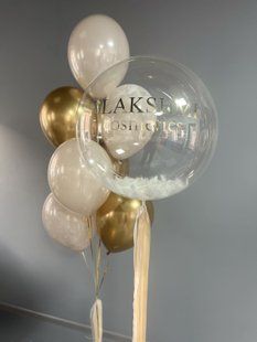 Повітряні кульки, bubble, латексні, набір 8 шт, хром, пастель, золото, беж 55801 фото