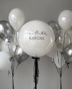 Повітряні кульки, bubble, латексні та фольговані, набір 16 шт, хром, пастельні 55907 фото