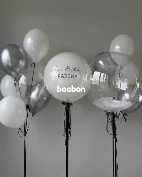 Повітряні кульки, bubble, латексні та фольговані, набір 16 шт, хром, пастельні 55907 фото