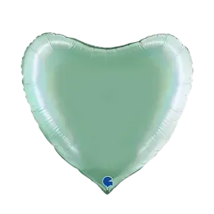 Повітряна куля 91 см 063 СЕРЦЕ Голографія Сатин Тіфані | Rainbow Holographic Platinum Tiffany 88273 фото