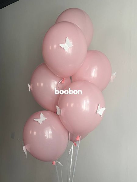 Повітряні кульки, bubble, латексні та фольговані, набір 8 шт, пастельні, рожеві 55016 фото