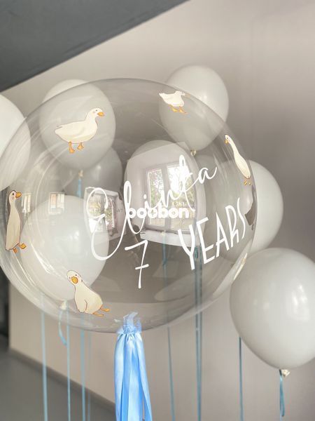 Повітряні кульки, bubble, латексні та фольговані, набір 11 шт, пастельні, білі 55206 фото
