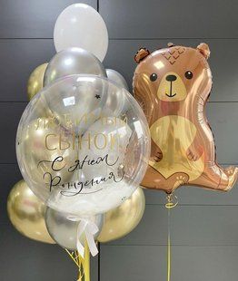 Повітряні кульки, bubble, латексні та фольговані, набір 13 шт, хром, пастельні 55161 фото