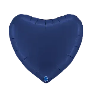 Повітряна куля 91 см 032 СЕРЦЕ Сатин Синій Navy | Satin Blue Navy 85858 фото